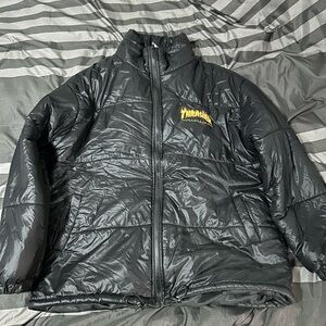 Thrasher Black Jacket with Fiery Logo